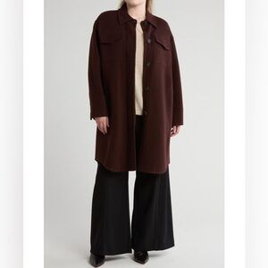 Vince Double Pocket Wool Blend Coat Brown NWT Size 1X